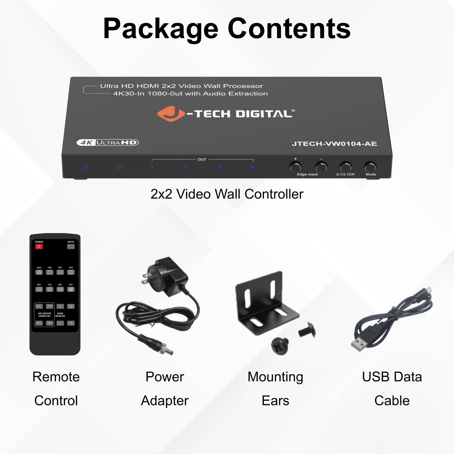 2x2 Video Wall Processor (4K30 In 1080P Out) with Audio Extraction