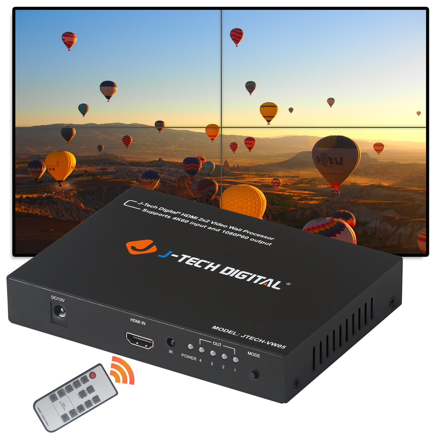 4K 2×2 Video Wall Controller with Image Rotation (JTECH-VW05)