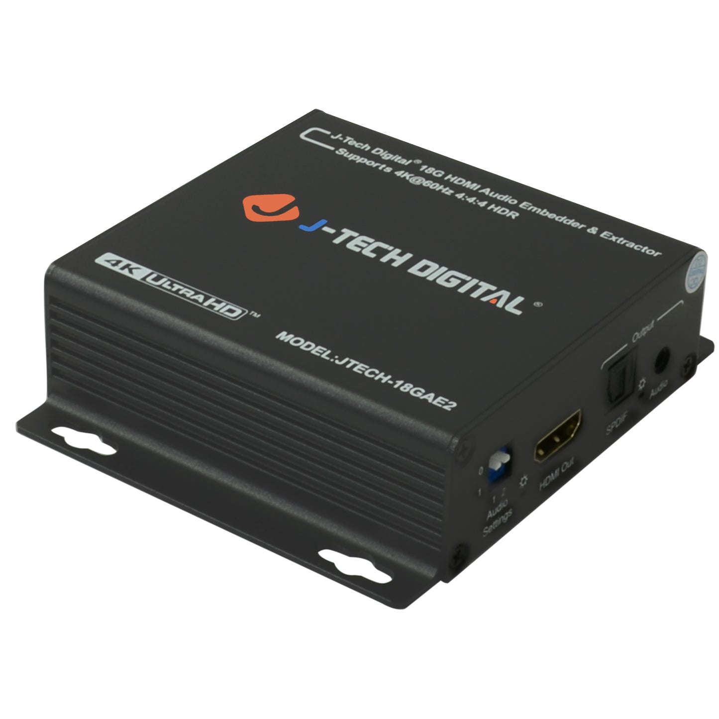 HDMI Audio Extractor + Embedder | 4K@60Hz Optical SPDIF Analog 3.5mm (JTECH-18GAE2)