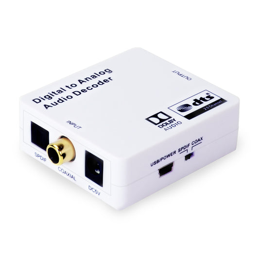 Optical SPDIF Toslink/Coaxial Digital to Analog Audio Decoder Converter Compatible with Dolby Digital, PCM, and DTS