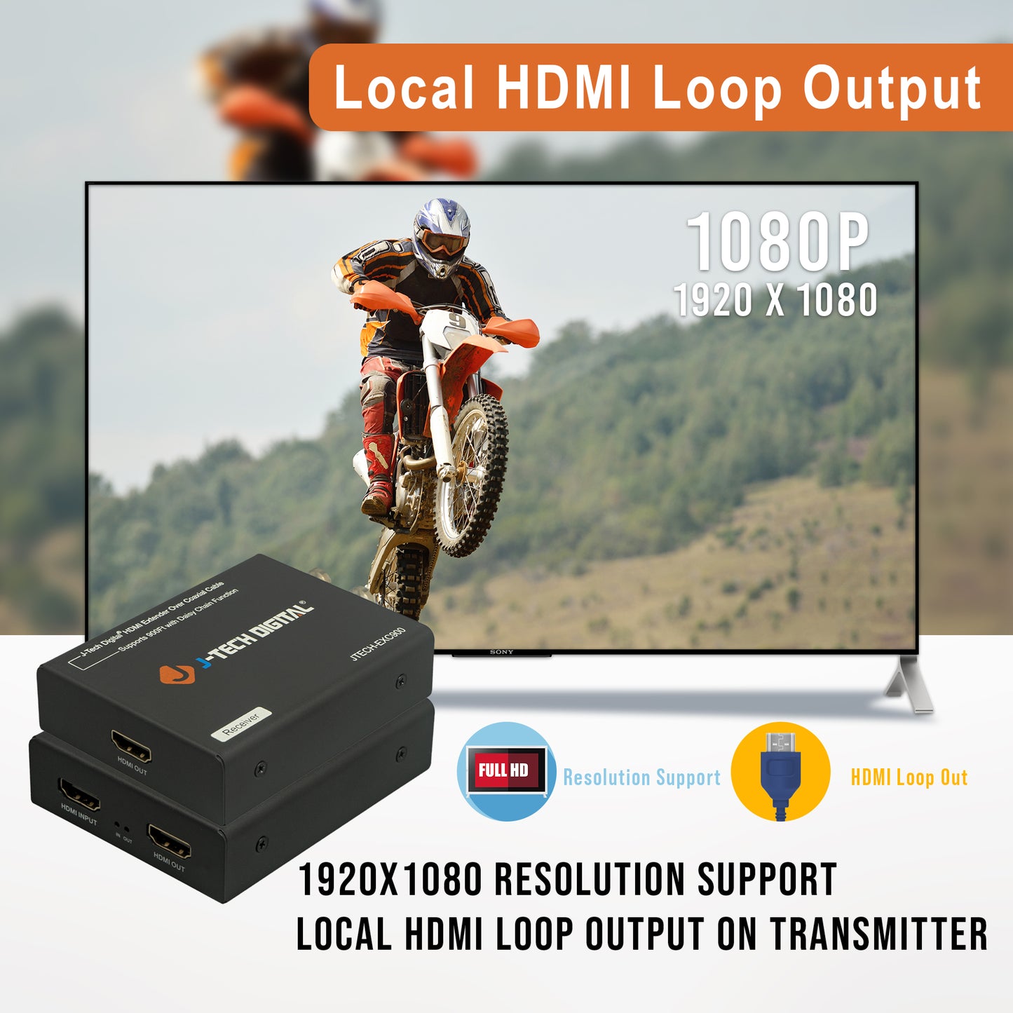 1080p HDMI over Coax Daisy Chain Extender 900Ft.