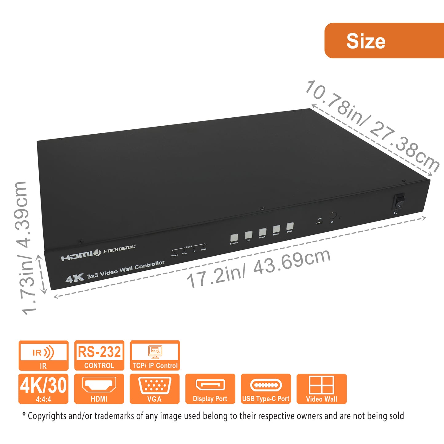 HDMI / VGA / DP / USB Type-C 4K 30Hz 3×3 Video Wall Controller, (up to 10×10)