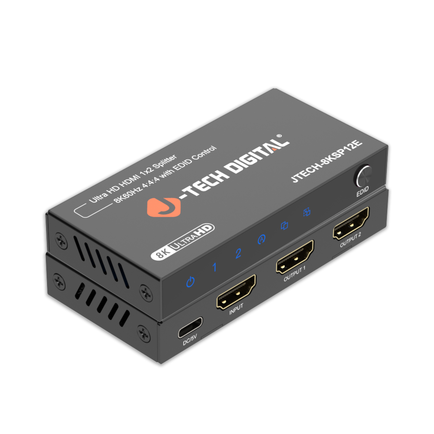 8K 60Hz 1x2 HDMI Splitter with Downscaling and EDID Control