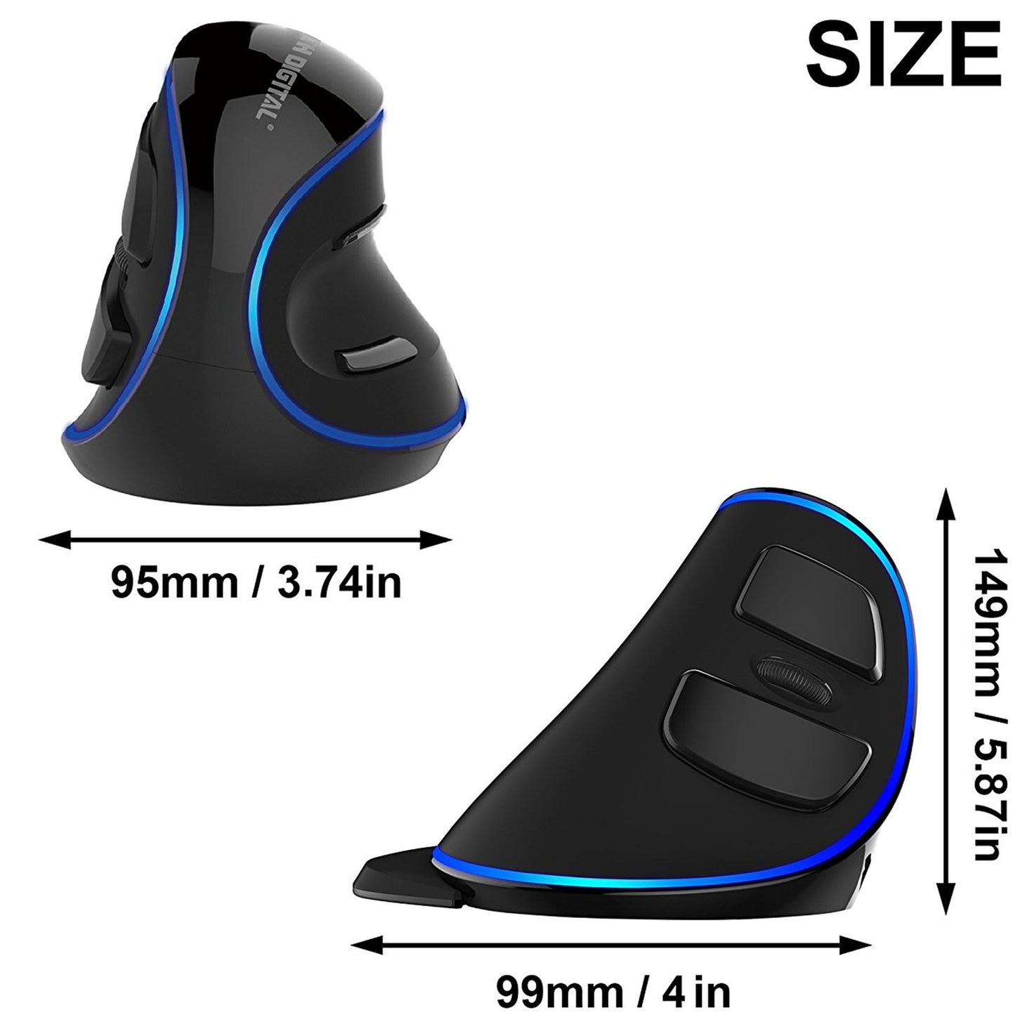 Wired Vertical Mouse with Removable Palm Rest (V628)