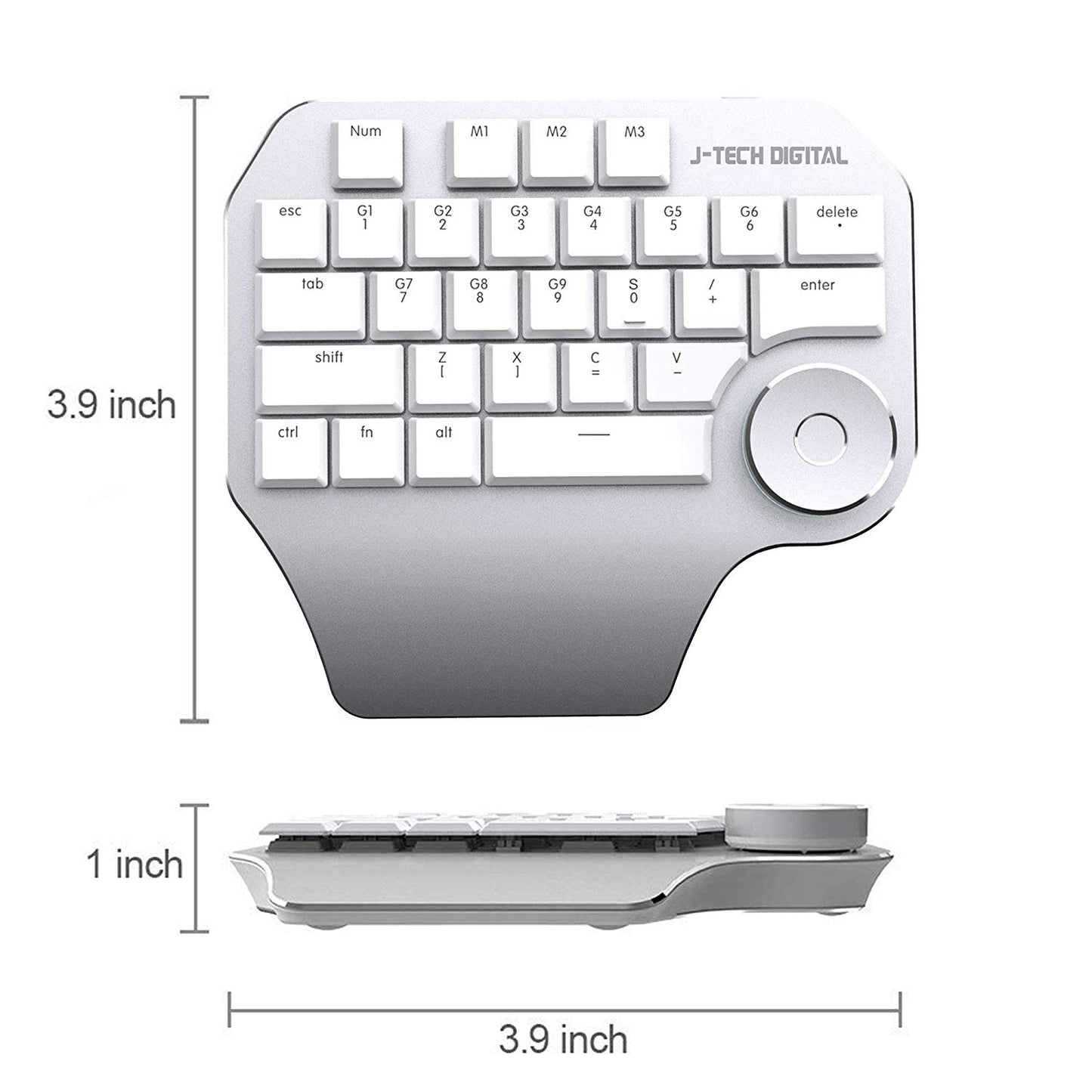 Designer Mechanical Keyboard Keypad – Backlit/Smart Knob (White)