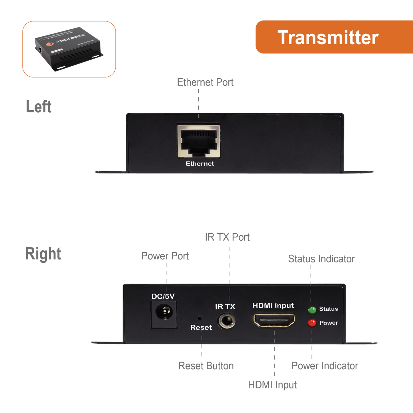 1080P HDMI Over Ethernet Extender Up To 400ft.