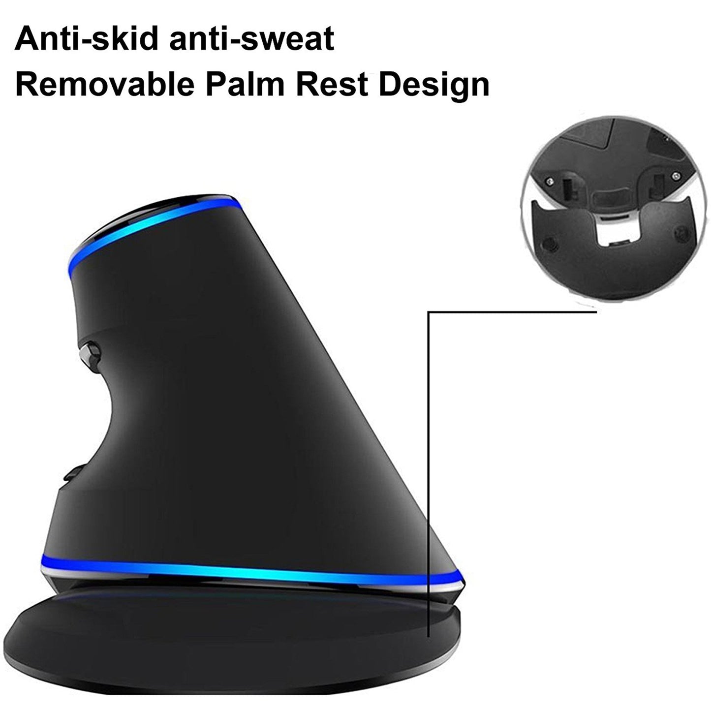 Wired Vertical Mouse with Removable Palm Rest (V628)