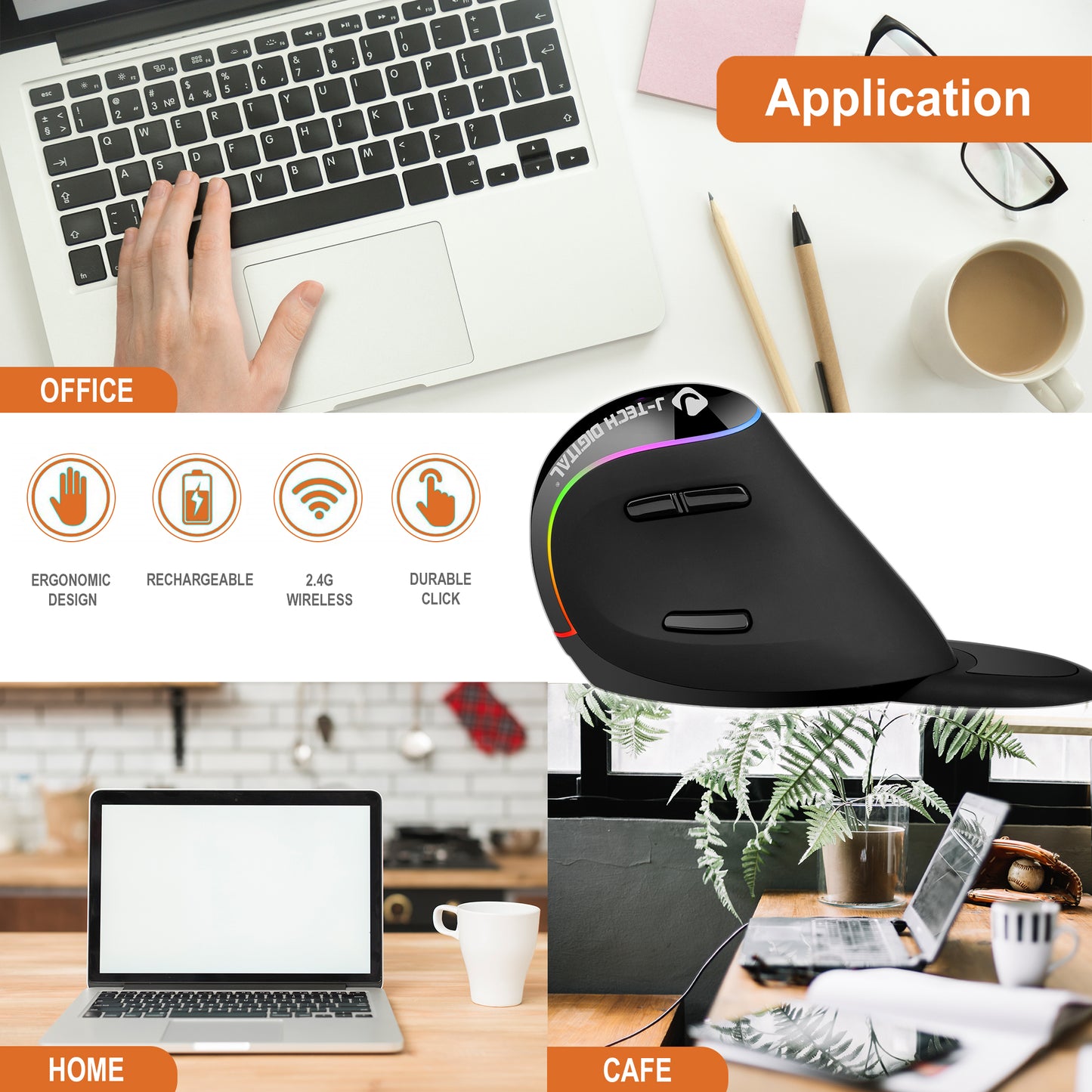 Wireless Rechargeable Vertical Ergonomic Mouse [V638]