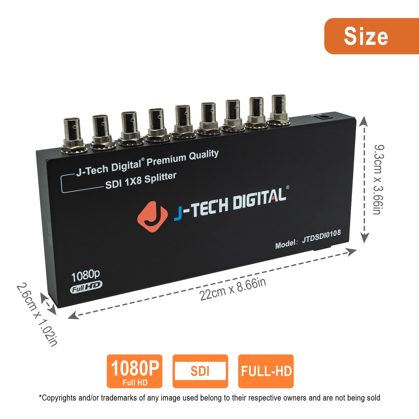 SDI Splitter 1×8 supports SD-SDI, HD-SDI, 3G-SDI up to 1320Ft.