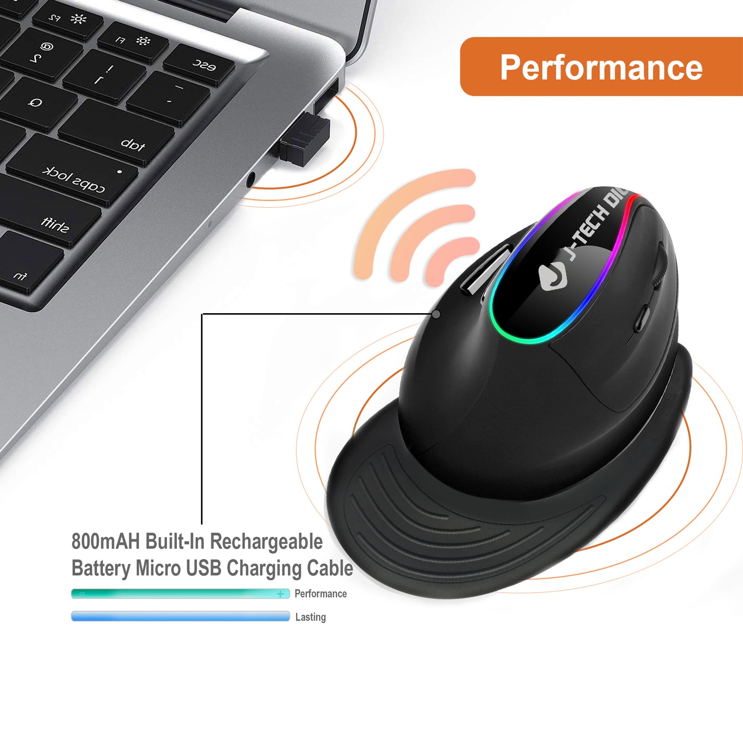 Wireless Rechargeable Vertical Ergonomic Mouse [V638]