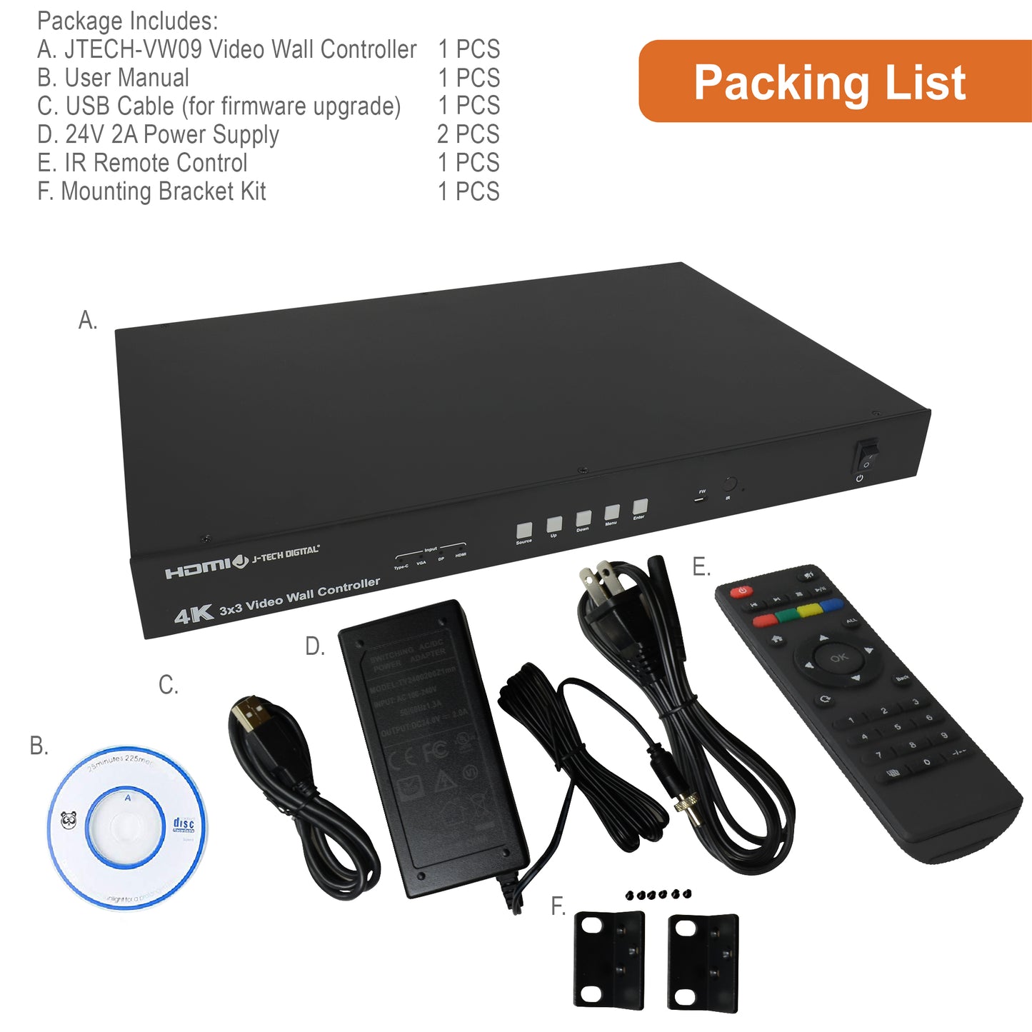 HDMI / VGA / DP / USB Type-C 4K 30Hz 3×3 Video Wall Controller, (up to 10×10)