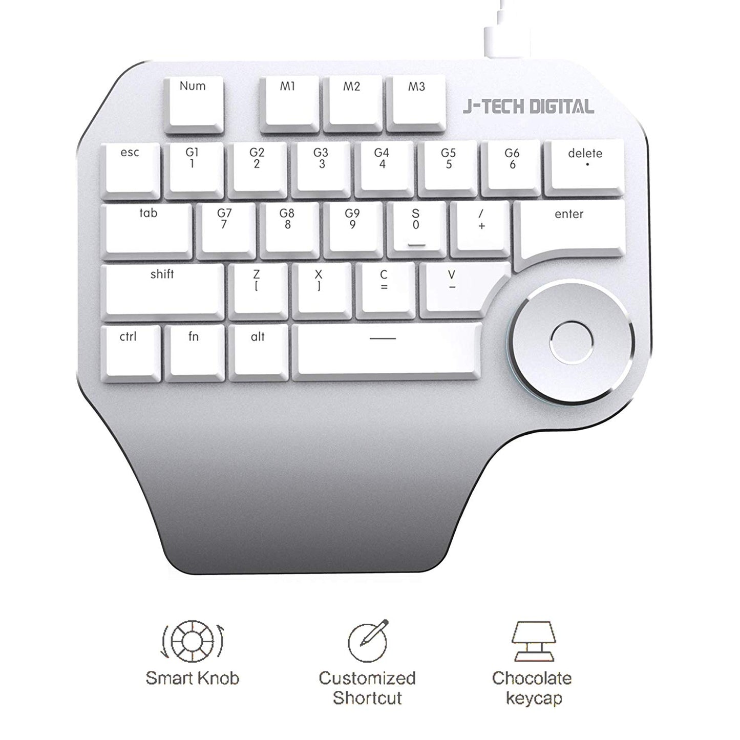 Designer Mechanical Keyboard Keypad – Backlit/Smart Knob (White)