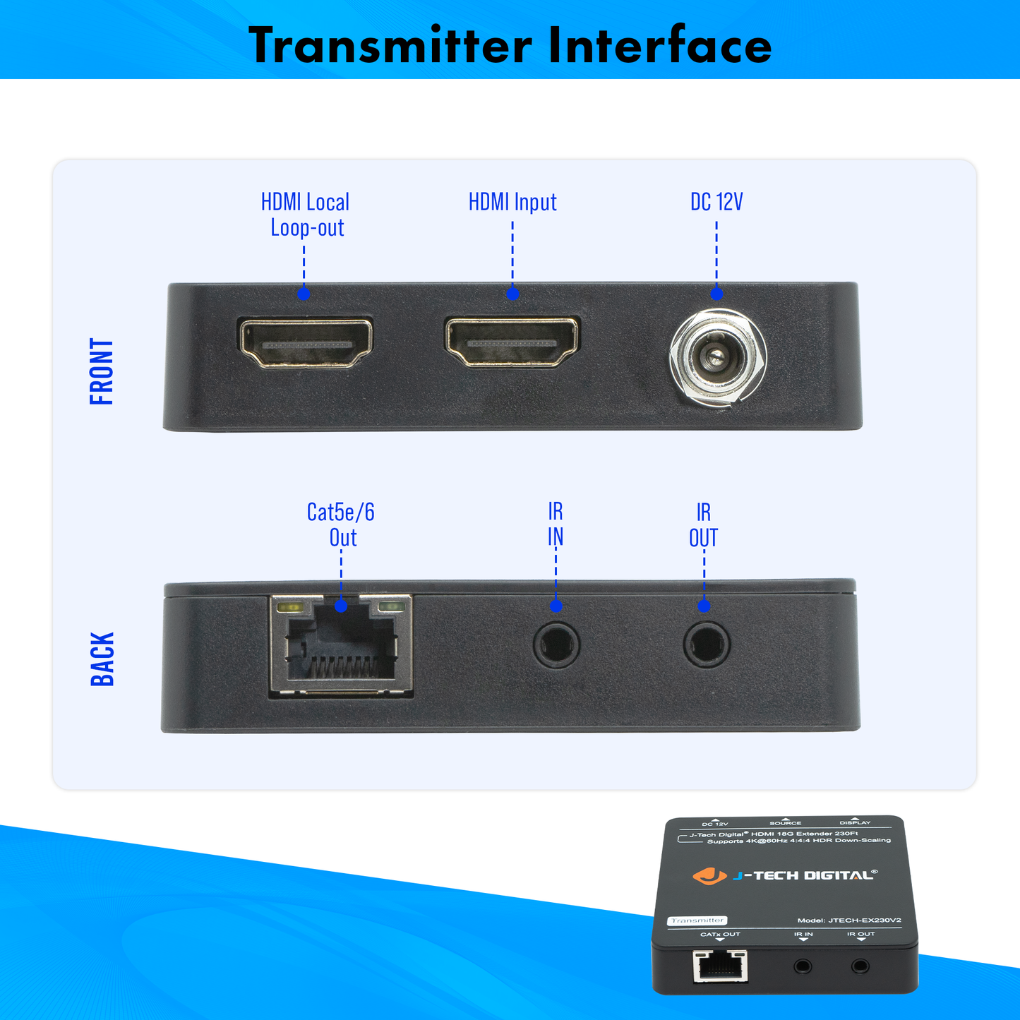 4K 60Hz HDMI Extender Over Ethernet 230ft. w/ 4K Downscaling & PoC