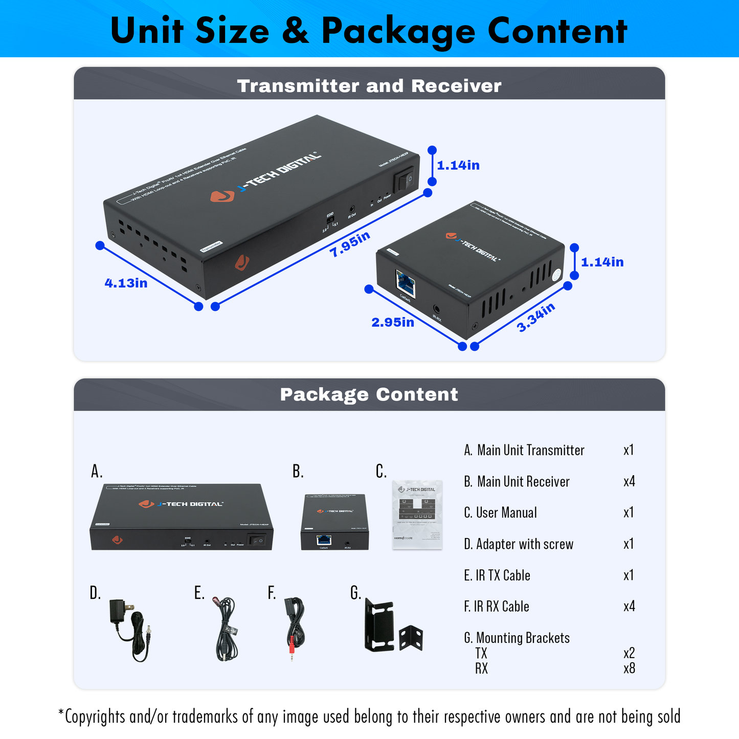 HDMI Extender Splitter 1×4 1080P Over Cat5e/6 (164ft.) w/ PoC