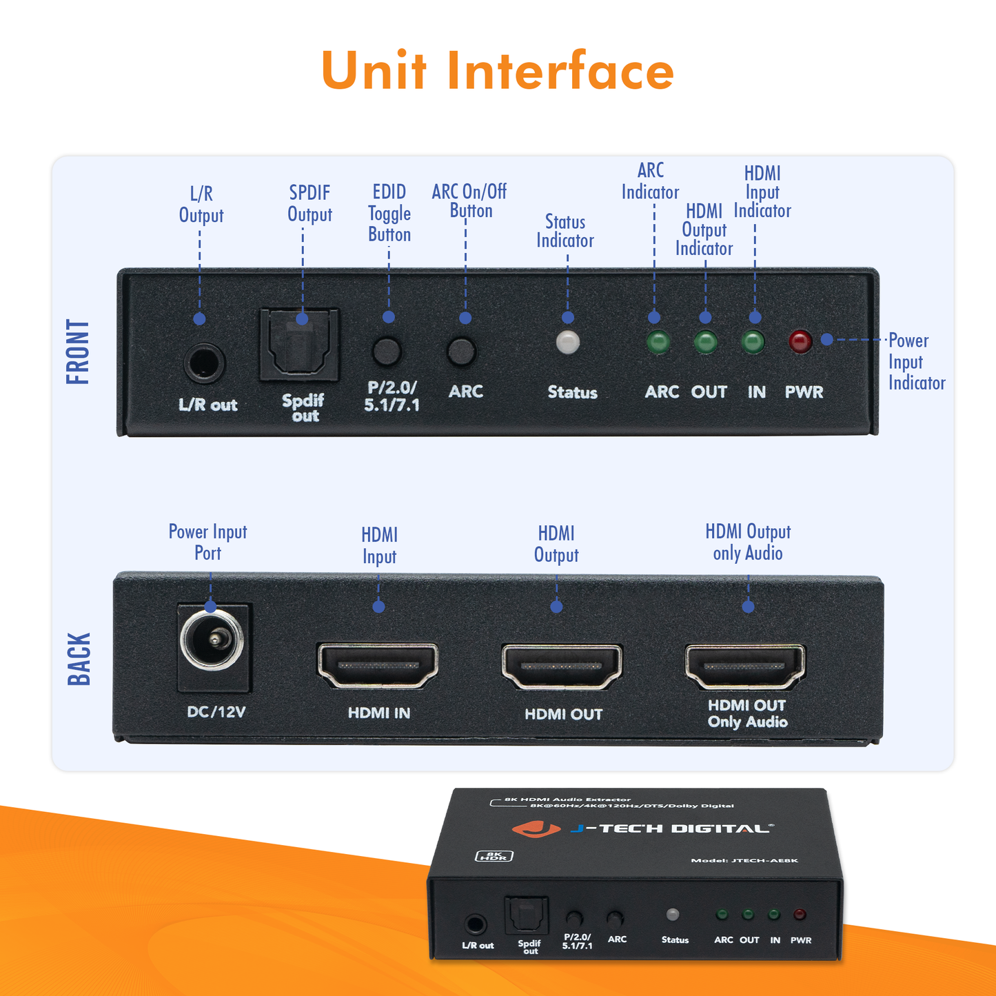 8K@60Hz HDMI Audio Extractor w/ ARC Function