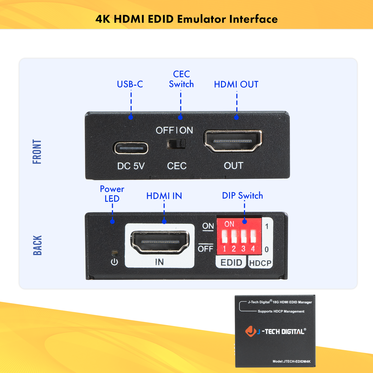 4K60Hz HDMI EDID Emulator w/ HDCP Management & CEC