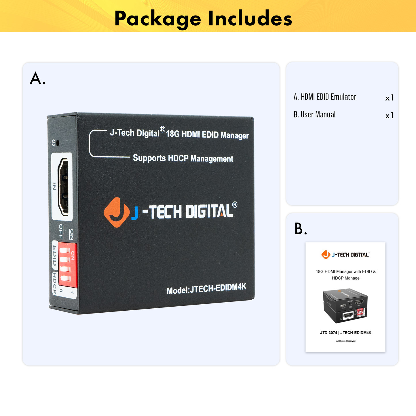 4K60Hz HDMI EDID Emulator w/ HDCP Management & CEC