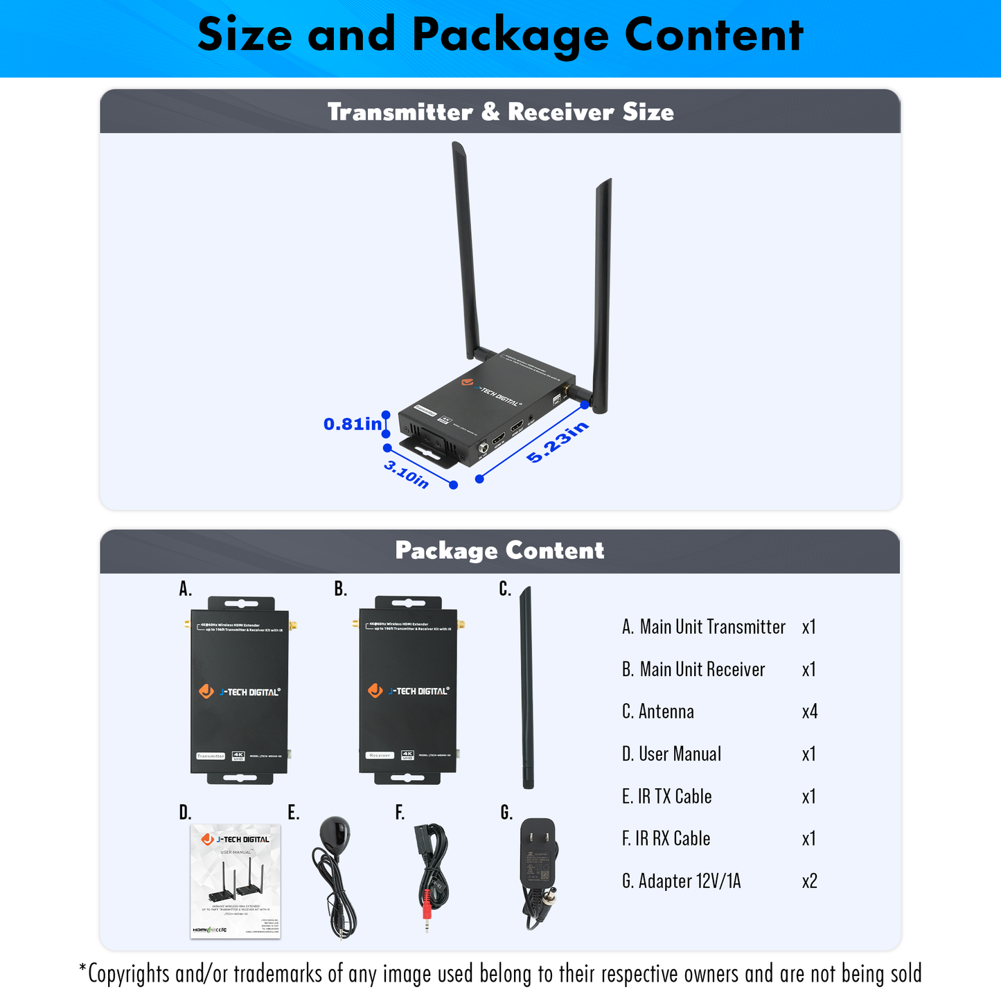 4K@60Hz Wireless HDMI Extender Kit 196ft. w/ Local HDMI Loop Output