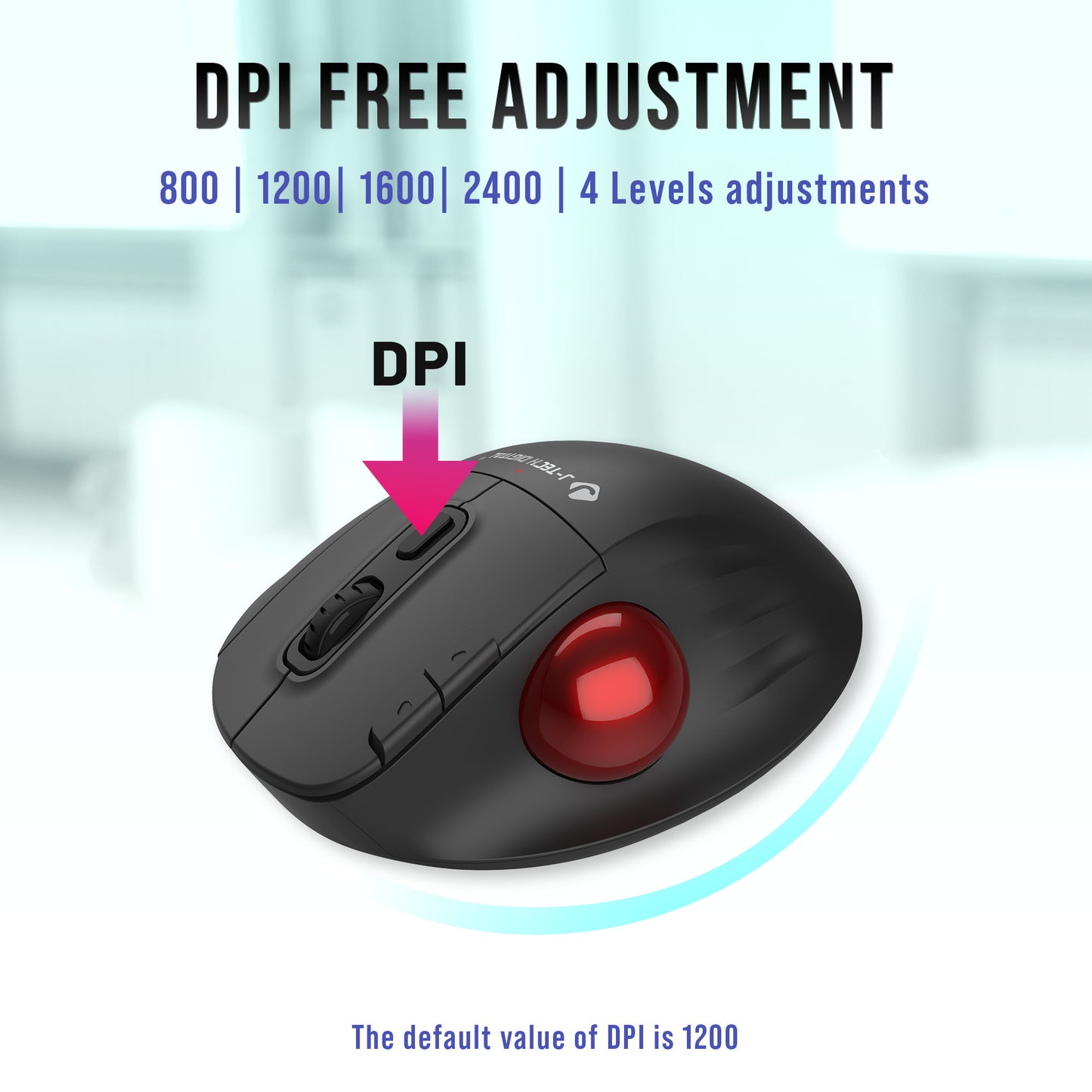 Wireless Trackball Ergonomic Mouse w/ Free & Easy Thumb Control | DPI Adjustment, Precision Tracking, Multi-System Compatibility with PC, Laptop, Windows, Mac