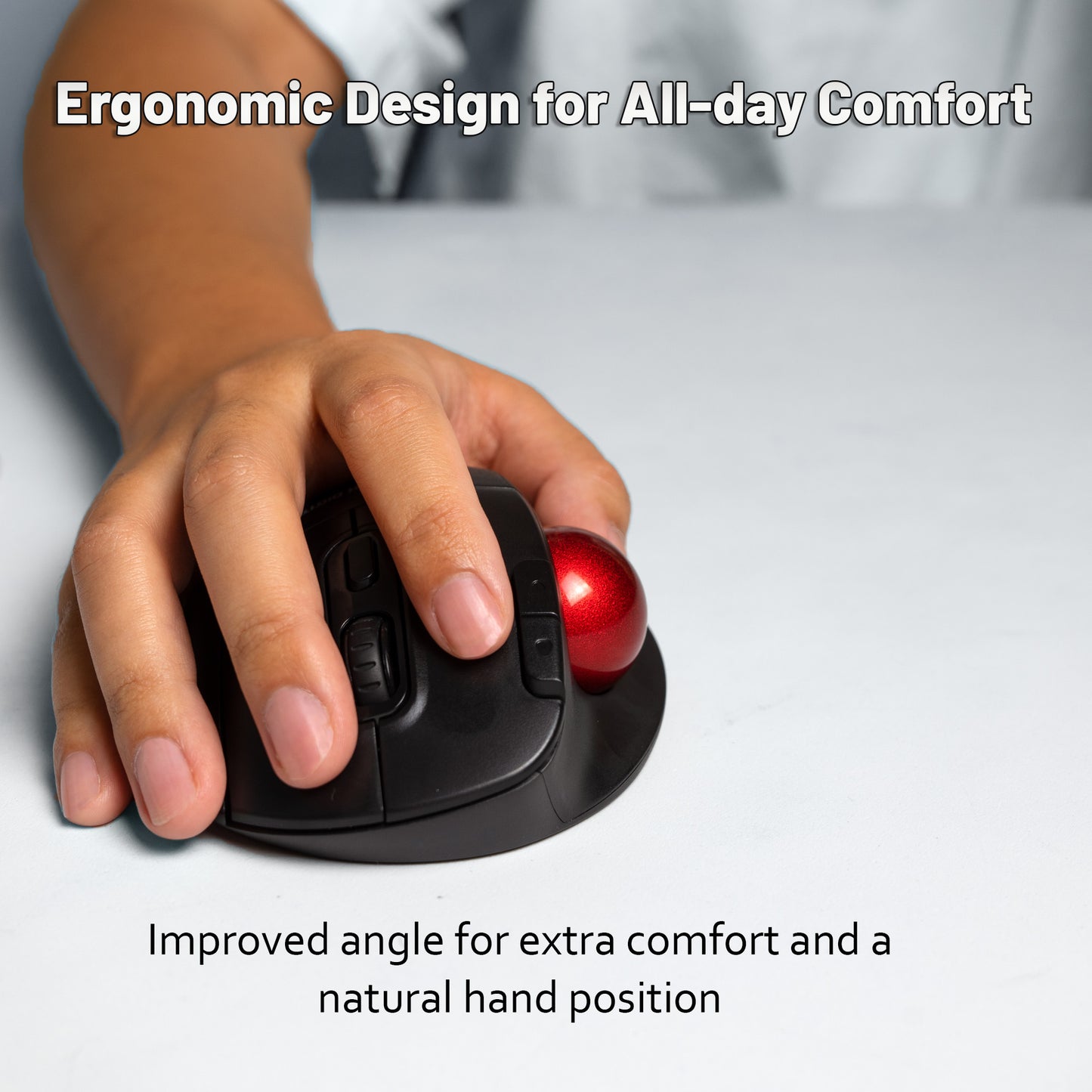 Wireless Trackball Ergonomic Mouse w/ Free & Easy Thumb Control | DPI Adjustment, Precision Tracking, Multi-System Compatibility with PC, Laptop, Windows, Mac