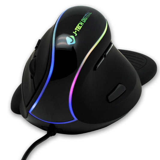 V638R USB Wired Ergonomic Vertical Mouse with RGB for PC & MAC