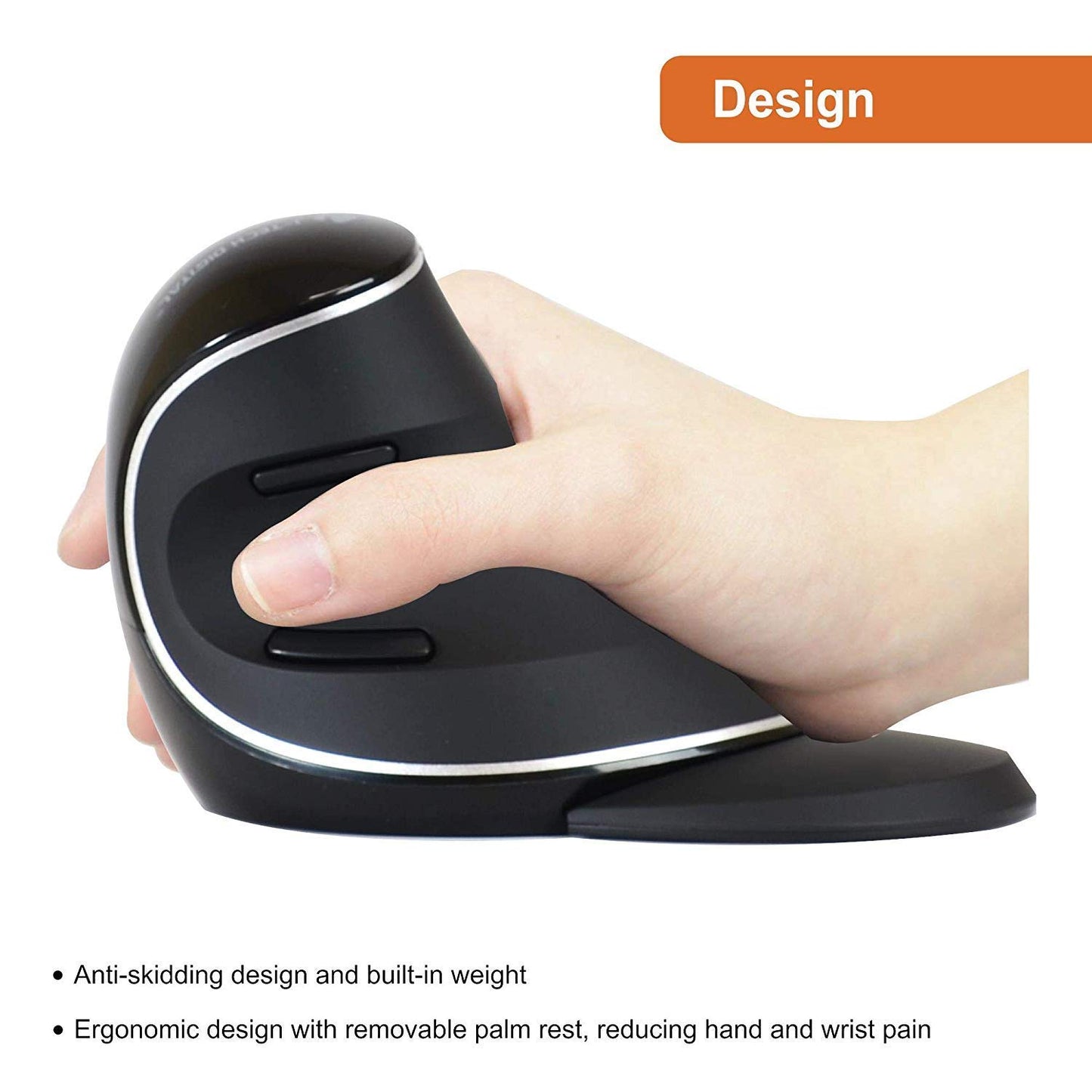 V628P Wireless Vertical Mouse with Removable Palm Rest