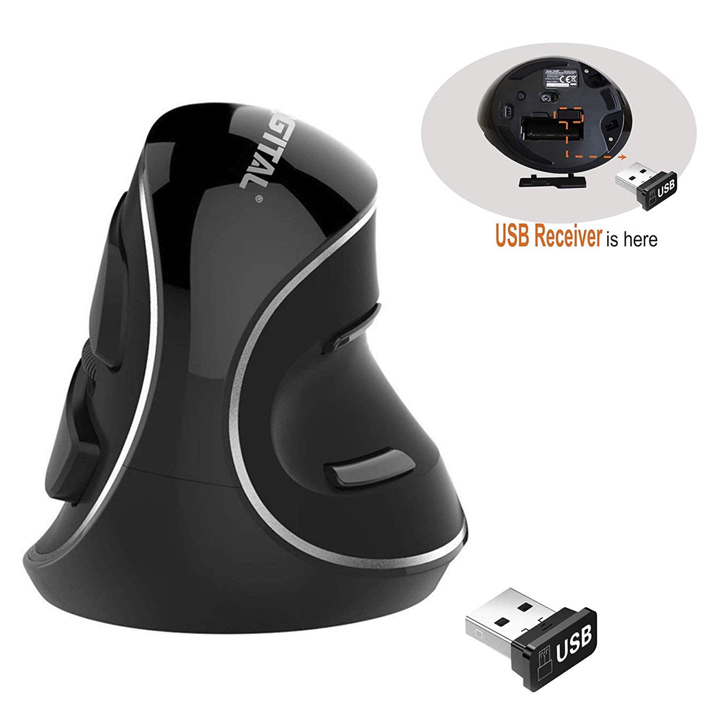 V628P Wireless Vertical Mouse with Removable Palm Rest