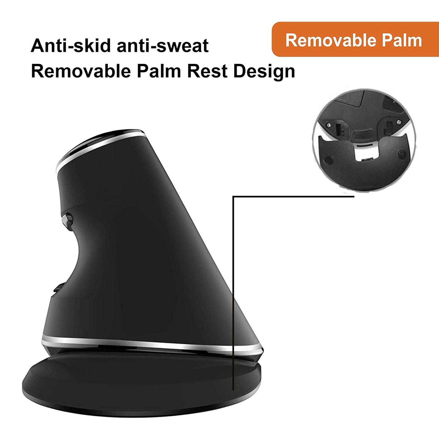 V628P Wireless Vertical Mouse with Removable Palm Rest