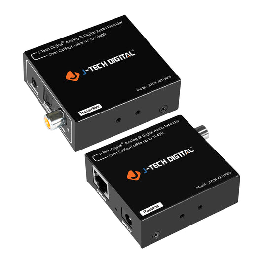 Analog & Digital Audio Extender over Cat5e/6 | 3.5mm (line-level) + Optical SPDIF + Coaxial
